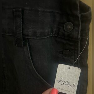 NWT Free People black denim overall shorts SIZE MEDIUM